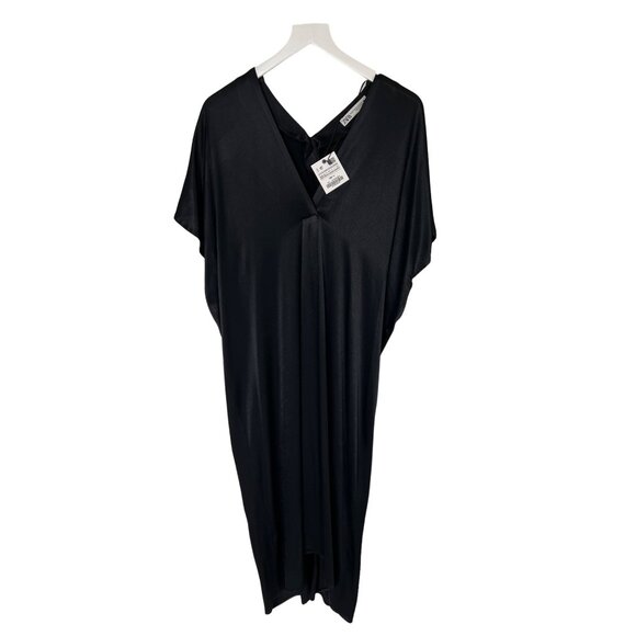 Zara Black Satin Effect V-Neck Tunic Dress - Picture 6 of 7